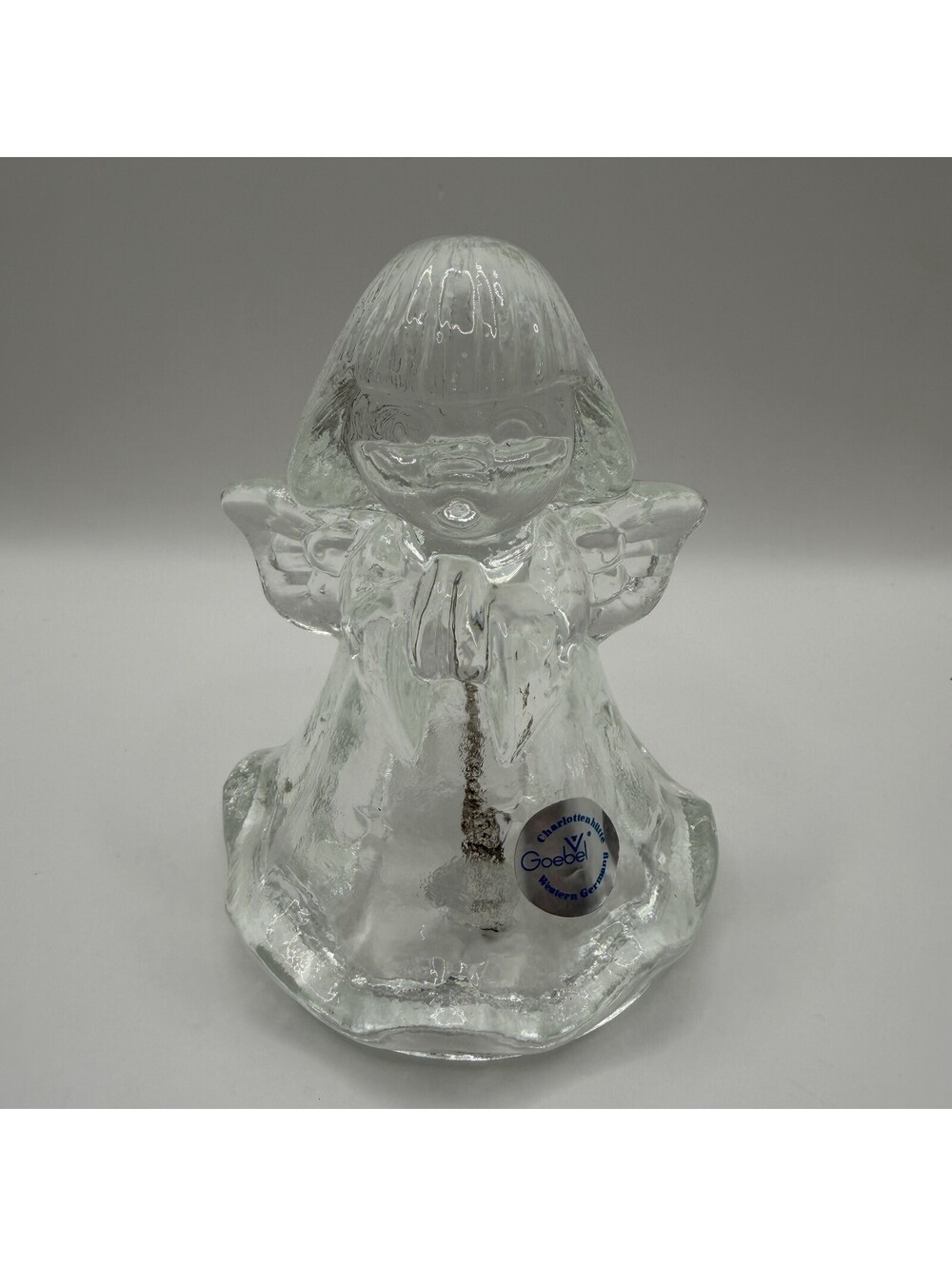 Goebel Crystal Glass Angel With Interior Bell Charlottenhutte West Germany